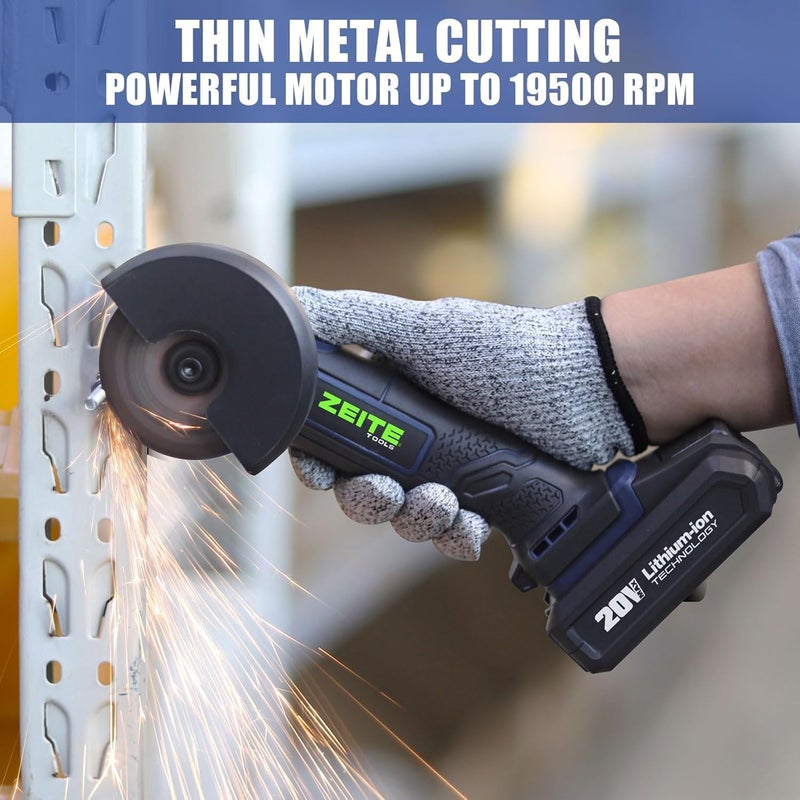 zeite 3" Cordless Cut Off Tool,20V Mini Multi-Cutter,Portable Metal Chop Saw,Max Cutting Depth 1/2",3 Cutting Discs & 1 Flap Disc,2.0Ah Battery and Fast Charger - Image 5